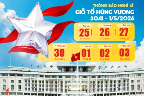 Mẫu thiết kế Bài post MXH ngang Lịch nghỉ lễ Giỗ Tổ và 30/4-1/5 1774523912