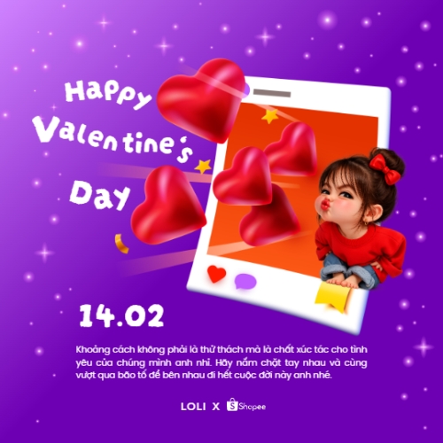 Mẫu thiết kế Bài post MXH vuông Happy Valentine's Day 1773614969