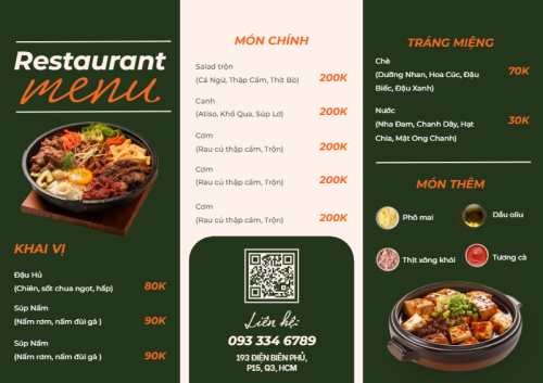 Mẫu thiết kế Menu tờ rời (ngang) Đồ ăn, food, thực phẩm, ẩm thực, món ăn, F&B, nhà hàng, thức ăn, món Hàn, Korean food 1774389039