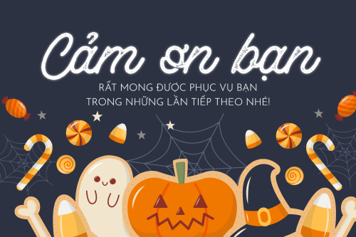 Mẫu thiết kế Thank you card Halloween, dễ thương, cute, chibi, hoạt hình, cartoon 1774530438