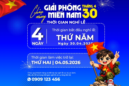 Mẫu thiết kế Bài post MXH ngang Thông báo nghỉ lễ Giải phóng miền Nam 30/4 và Quốc tế Lao động 1/5 1774689630