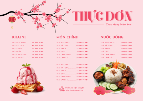 Mẫu thiết kế Menu tờ rời (ngang) Tết, Xuân, Ất tỵ, năm 2025, 2025, ẩm thực, nước uống, food, drink 1774530355