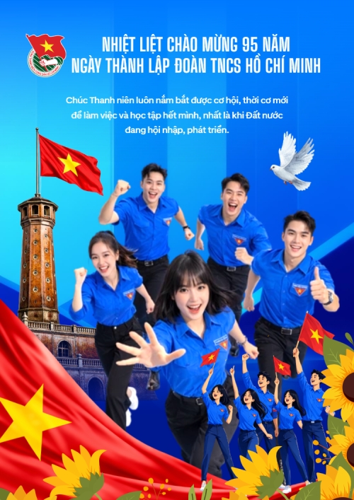 Mẫu thiết kế Poster chuẩn Nhiệt liệt chào mừng ngày thành lập Đoàn TNCS Hồ Chí Minh 1773663923