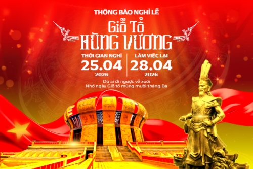 Mẫu thiết kế Bài post MXH ngang Thông báo nghỉ lễ Giỗ tổ Hùng Vương 2026 1774524591