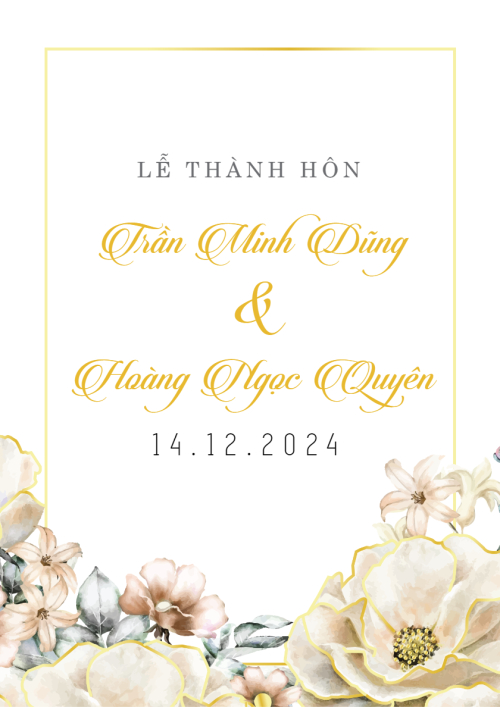 Mẫu thiết kế Khung ảnh (dọc) Vàng Son, hoa lá, thiên nhiên, floral, cổ điiển, vintage 1774530416