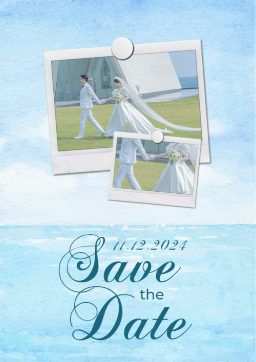 Mẫu thiết kế Ruột thiệp cưới Biển và hoa, hoa lá, thiên nhiên, floral, màu nước, watercolor 1774423066