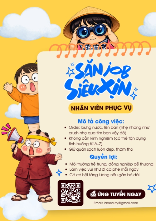 Mẫu thiết kế Poster chuẩn Tuyển dụng nhân viên phục vụ 1773168687