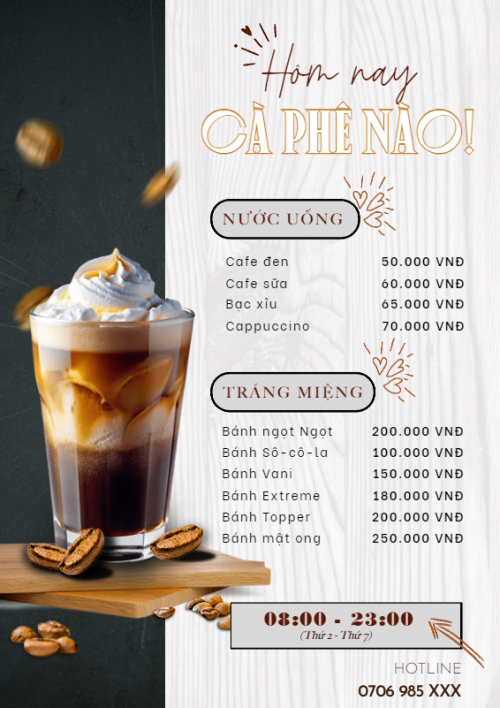 Mẫu thiết kế Menu tờ rời (dọc) Nước uống, juice, giải khát, F&B, drink, coffee, cà phê 1774389429