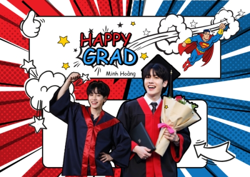 Mẫu thiết kế Thiệp chúc mừng Tốt nghiệp, kỉ yếu, Graduation, yearbook, dễ thương, cute, chibi, hoạt hình, cartoon, superman	 1773108590