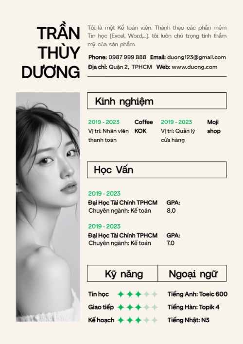Mẫu thiết kế Hồ sơ xin việc Kế toán, accountant, văn phòng, business, office, đơn giản, simple, minimalist, tối giản 1773676743