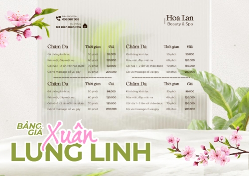 Mẫu thiết kế Menu tờ rời (ngang) Bảng giá xuân lung linh 1774519080