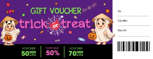 Mẫu thiết kế Gift voucher Halloween, lễ hội ma quái, sự kiện, event, dễ thương, cute, chibi, hoạt hình, cartoon 1774523329