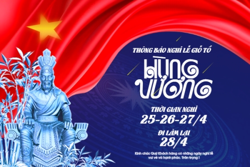 Mẫu thiết kế Bài post MXH ngang Thông báo nghỉ lễ Giỗ tổ Hùng Vương 2026 1774530438