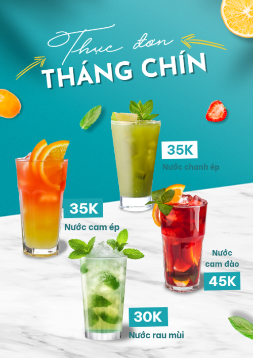 Mẫu thiết kế Menu tờ rời (dọc) Nước uống, juice, giải khát, F&B, drink 1774389009