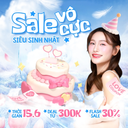 Mẫu thiết kế Bài post MXH vuông Siêu sinh nhật sale vô cực 1774512501