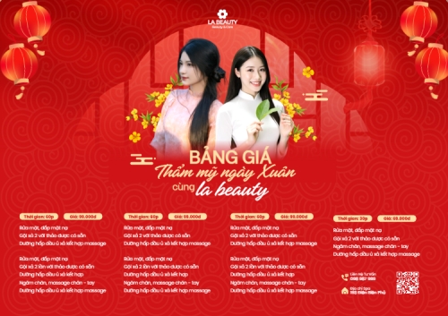 Mẫu thiết kế Menu tờ rời (ngang) Bảng giá thẩm mỹ ngày xuân cùng La beauty 1774519080