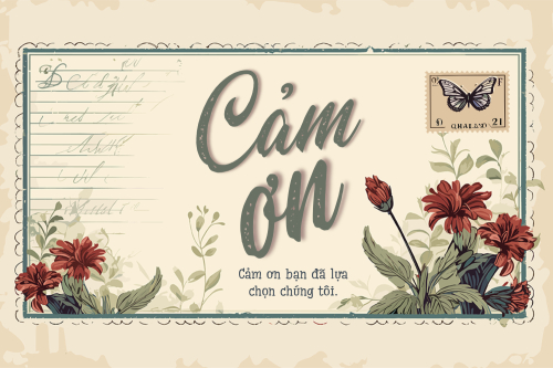 Mẫu thiết kế Thank you card Cổ điển, vintage, retro, classic, hoa lá 1774512764