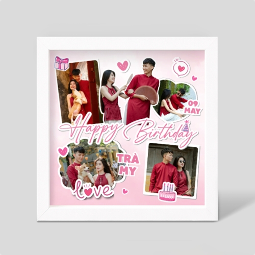 Mẫu thiết kế Khung ảnh 3D Happy Birthday Hồng dễ thương 1774506193