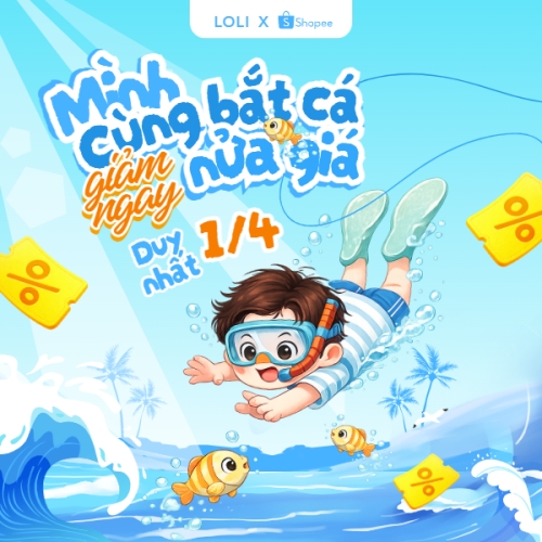 Mẫu thiết kế Bài post MXH vuông Mình cùng bắt cá giảm ngay nửa giá 1774996325