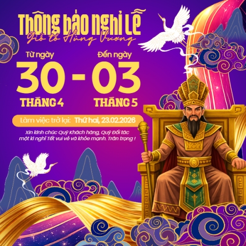 Mẫu thiết kế Bài post MXH vuông Lịch nghỉ lễ Giỗ Tổ Hùng Vương 1774996325