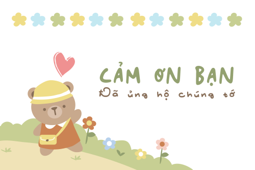 Mẫu thiết kế Thank you card Dễ thương, cute, chibi, hoạt hình, cartoon, bear, gấu 1777149006