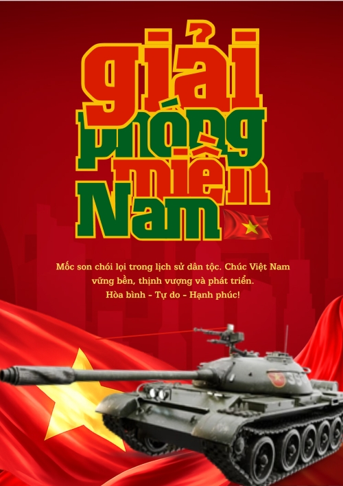 Mẫu thiết kế Poster chuẩn Nhiệt liệt chào mừng ngày Giải phóng miền Nam, thống nhất đất nước 1775312078
