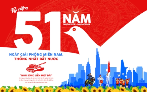 Mẫu thiết kế Banner - Băng rôn Kỷ niệm 51 năm ngày Giải phóng miền Nam, thống nhất đất nước 1775685958