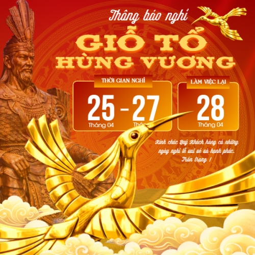 Mẫu thiết kế Bài post MXH vuông Lịch nghỉ lễ Giỗ Tổ Hùng Vương 1774996538