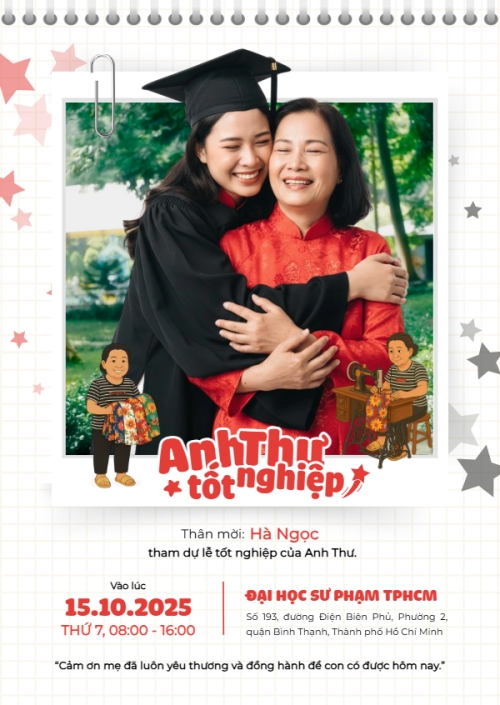 Mẫu thiết kế Thư mời Công lao của mẹ thành quả của con 1775269574