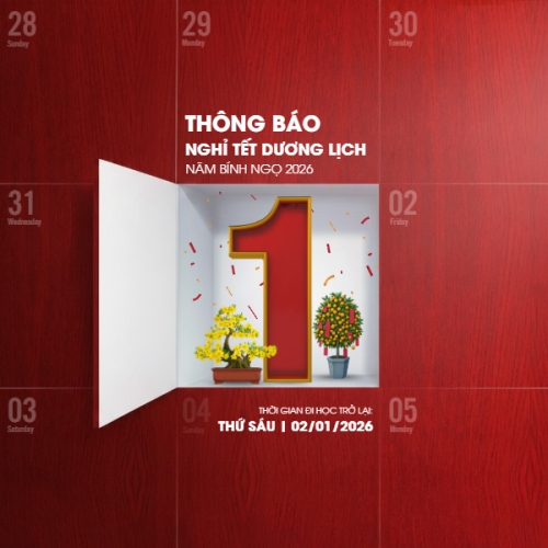 Mẫu thiết kế Bài post MXH vuông Thông báo nghỉ tết dương lịch 1777143390