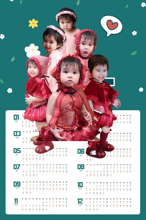 Mẫu thiết kế Lịch đơn treo tường Năm mới ngộ nghĩnh 1777143362