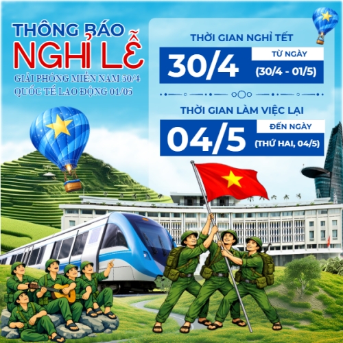 Mẫu thiết kế Bài post MXH vuông Lịch nghỉ lễ 30/4-1/5 1774996325