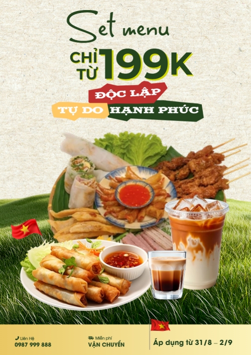 Mẫu thiết kế Poster chuẩn 2/9, Quốc Khánh, lễ hội, Việt Nam, đồ ăn, food, thực phẩm, ẩm thực, món ăn, F&B, thức ăn, cổ điển, vintage, retro, classic  1775219029