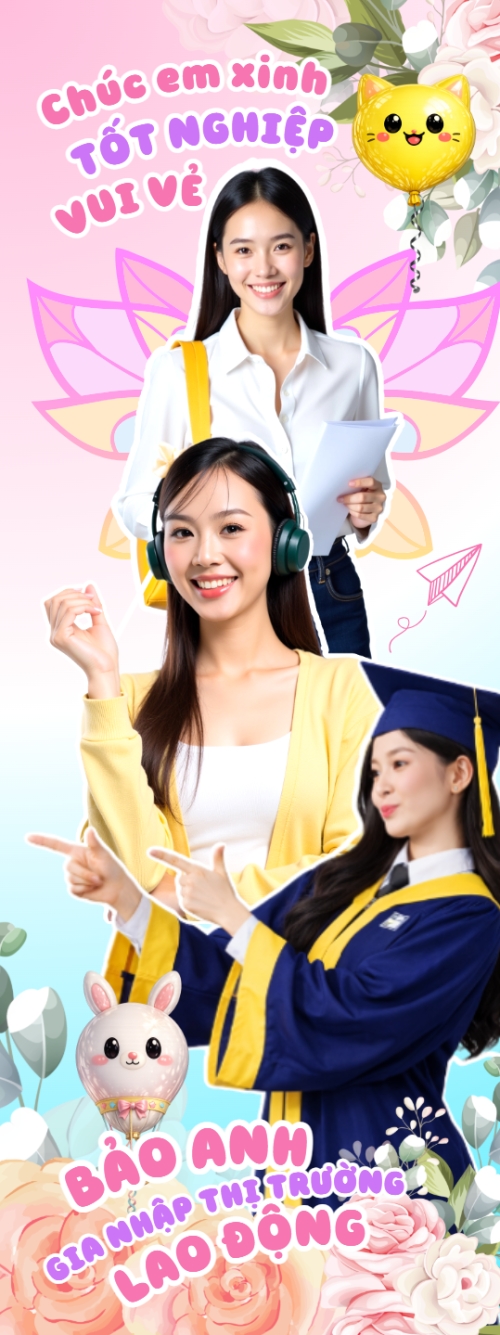 Mẫu thiết kế Standee Chúc em xinh tốt nghiệp vui vẻ 1776574056