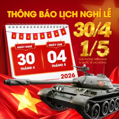 Mẫu thiết kế Bài post MXH vuông Lịch nghỉ lễ 30/4-1/5 1775212699