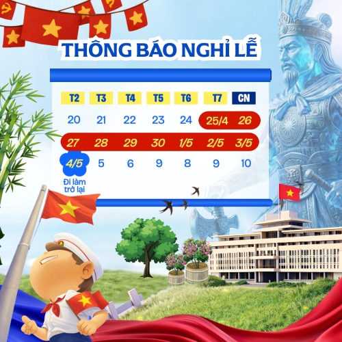 Mẫu thiết kế Bài post MXH vuông Lịch nghỉ lễ Giỗ Tổ và 30/4-1/5 1775001765