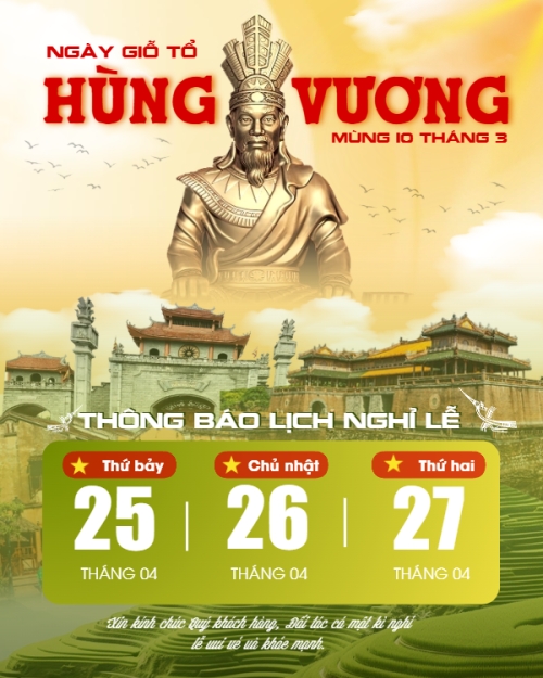 Mẫu thiết kế Bài post MXH dọc Lịch nghỉ lễ Giỗ Tổ Hùng Vương 1776179706