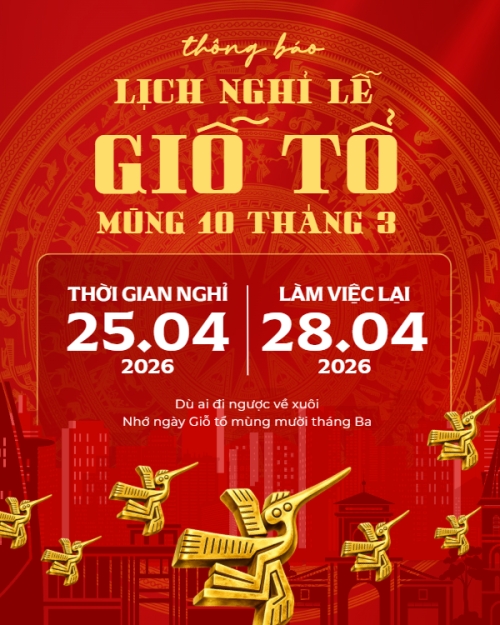 Mẫu thiết kế Bài post MXH dọc Lịch nghỉ lễ Giỗ Tổ Hùng Vương 1776179706