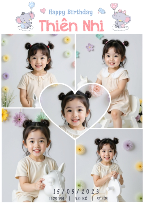 Mẫu thiết kế Khung ảnh (dọc) Em bé, trẻ em, baby, kids, birthday, sinh nhật, kỉ niệm, dễ thương, cute, đơn giản 1775066161