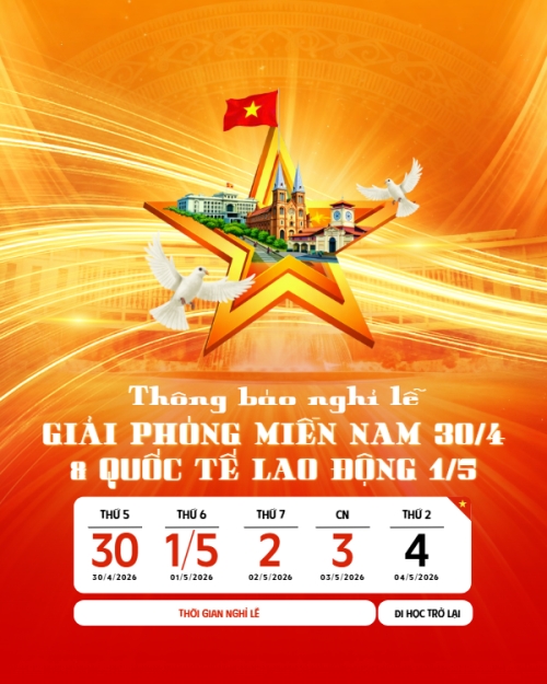 Mẫu thiết kế Bài post MXH dọc Thông báo nghỉ lễ Giải phóng miền Nam 30/4 và Quốc tế Lao động 1/5 1776166515