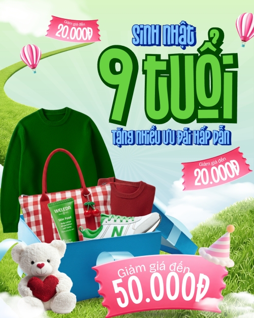 Mẫu thiết kế Bài post MXH dọc Giảm giá sinh nhật 1776166515