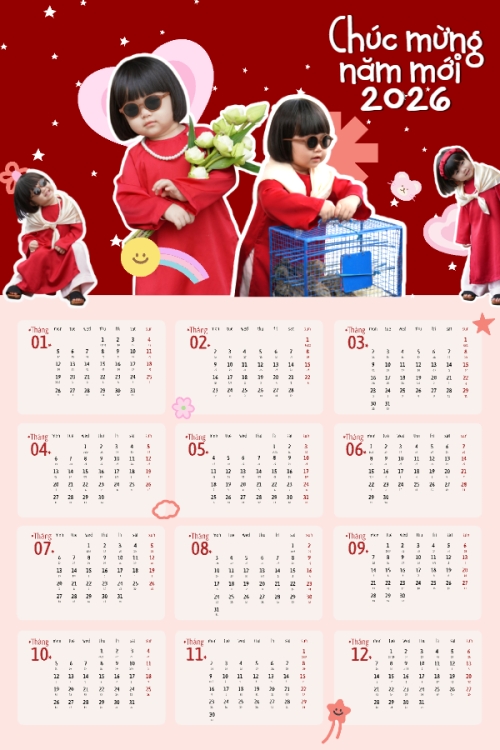 Mẫu thiết kế Lịch đơn treo tường Tết, Xuân, Bính Ngọ, năm 2026, 2026, cá nhân, nhân vật, personal style, signature, dễ thương, cute 1777143560