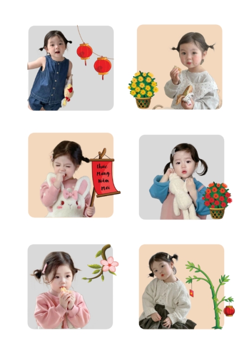 Thiết kế Nhãn Sticker - Sticker Sheets Em bé mùa xuân