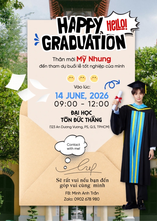 Mẫu thiết kế Thư mời Hello! happy graduation 1776948623