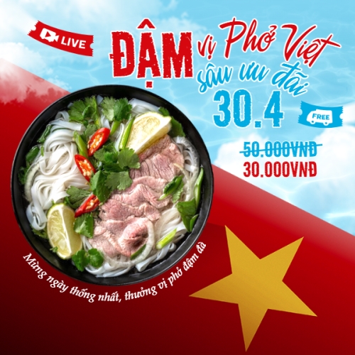 Mẫu thiết kế Bài post MXH vuông Đậm vị Phở Việt đậm sâu ưu đãi 1776166221