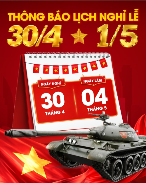 Mẫu thiết kế Bài post MXH dọc Lịch nghỉ lễ 30/4-1/5 1776166515