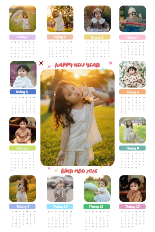 Mẫu thiết kế Lịch đơn treo tường Tuổi thơ của con 1777143362