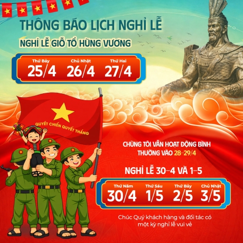 Mẫu thiết kế Bài post MXH vuông Thông báo nghỉ lễ 1774996407