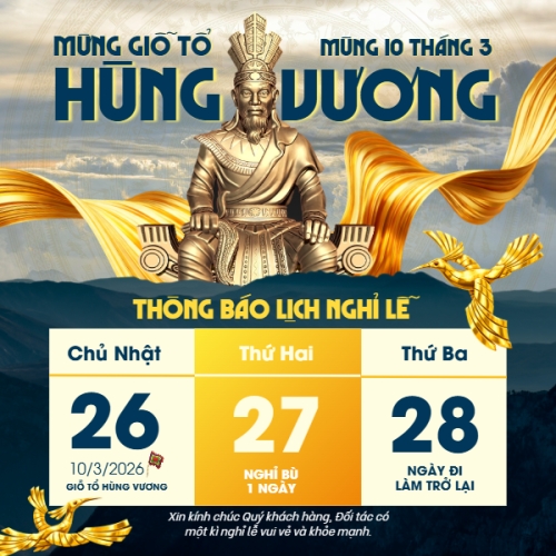 Mẫu thiết kế Bài post MXH vuông Lịch nghỉ lễ Giỗ Tổ Hùng Vương 1774996356