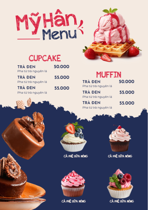 Mẫu thiết kế Menu tờ rời (dọc) Đồ ăn, food, thực phẩm, ẩm thực, món ăn, F&B, nhà hàng, thức ăn, cake, bekary 1776339324